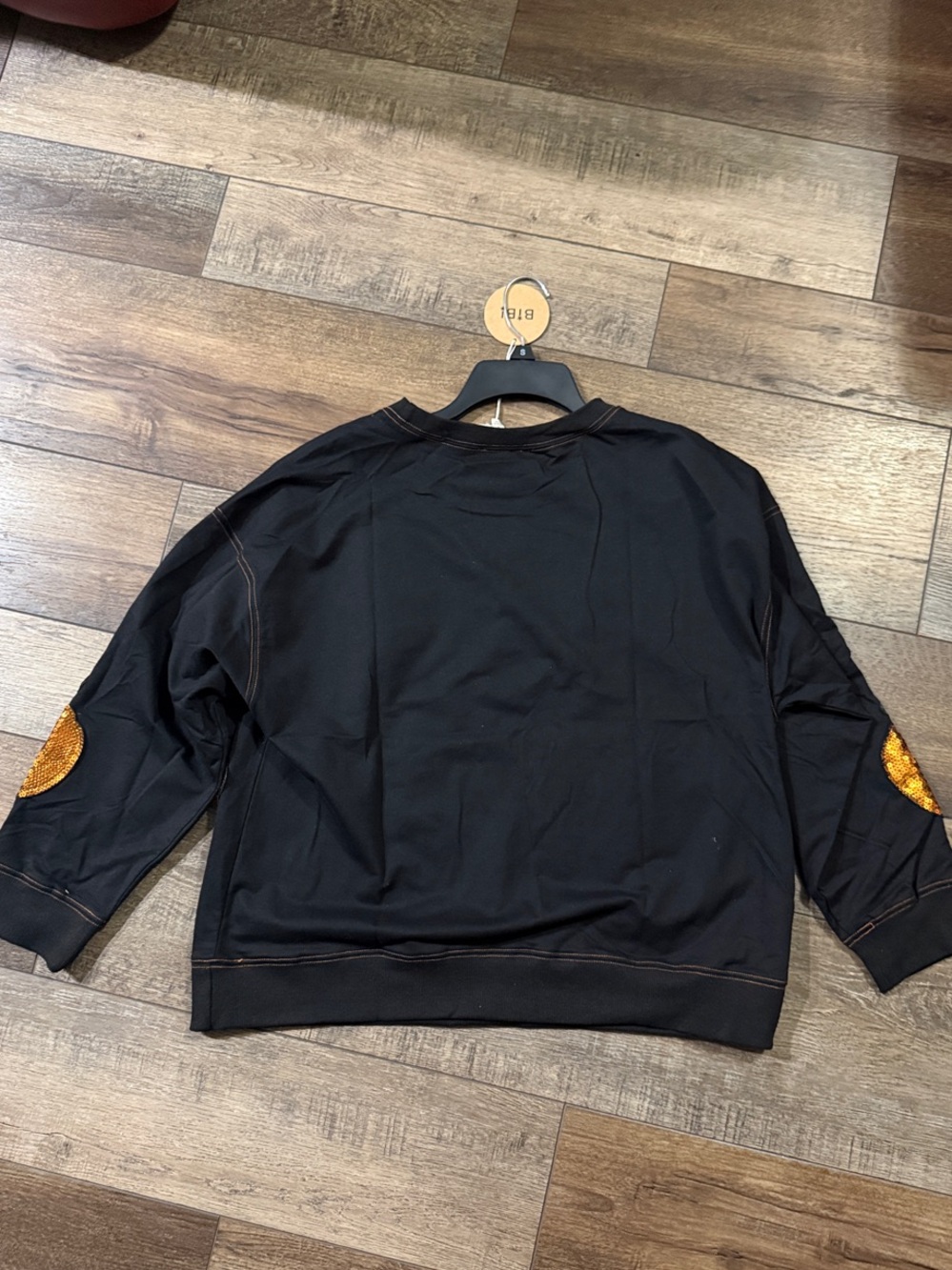 BiBi Black & Orange Sequin Pumpkin 'BOO' Halloween Sweatshirt - Picture 4 of 5